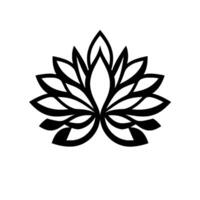 Symmetrical Black and White Lotus Flower on a Clean White Background, Symbolic of Purity and Enlightenment. vector