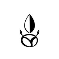 Minimalist Black and White Abstract of Leaf and Steering Wheel Shape. vector