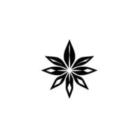 Black and White Star Anise Symmetric FlowerLike on Minimalist White Background vector