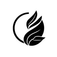 Elegant Monochrome Circular , a stylized leaf cluster within a circle segment, conveying natural simplicity and balance. vector