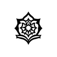 Symmetrical Black and White Floral Pattern, Geometric Star Mandala , Isolated on White Background, Symbolic and Abstract Illustration. vector