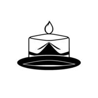 Simplified Silhouette A birthday cake with a single candle in minimalist black and white style on a white background. vector