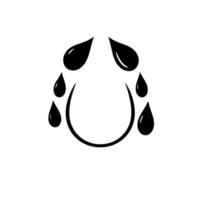 Minimalist illustration of a tearful face created with a curved line representing the mouth, and teardrop shapes. vector