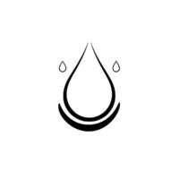 Minimalist A Stylized Black Water Drop with Two Smaller Outlined Drops on a Clean White Background vector