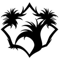 Stylized Black Palm Trees in a Geometric Diamond Shape, Silhouetted with Sharp, Spiky Fronds and Branches. vector
