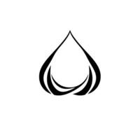 Abstract black and white resembling a water drop with stylized, curved inner elements, set against a clean white background. vector