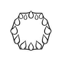 Artistic Black and White Handdrawn Water Droplet Octagon Frame, Decorative and Minimalist on a White Background. vector