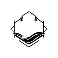 Geometric Black and White Emblem with Teardrop Elements and Flowing Waves, Suggesting a NatureInspired . vector