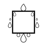 Blackbordered Square with Droplets A minimalist abstract featuring a geometric shape with water droplets around it, suggesting concepts of condensation. vector