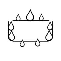 Minimalist Black and White Illustration of a Rectangular Frame Decorated with Droplets, Evoking Purity and Freshness. vector