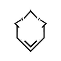 Abstract Black Hexagon with FlameLike Accents and Minimalist on White Background. vector