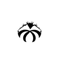 Stylized Black and White Mountains and Palm Tree, Geometric on White Background. vector