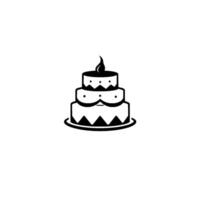 Minimalist ThreeTier Cake with Candle Flame Illustration in Black and White on a White Background. vector