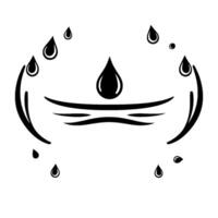 Abstract Black and White Water Droplet with Curved Elements, Suggesting a Natural, Fluid Composition. vector
