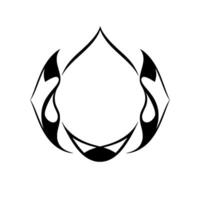 Abstract Black and White Geometric A symmetrical, stylized art piece with a central circular void formed by flowing, curved lines. vector