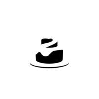 Minimalist Cake Isolated Black White TwoTiered Dessert with Icing, Clean Lines, and Simple . vector