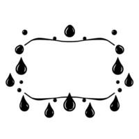 Minimalist Black Ink Drip Frame with Water Drops, Dotted Lines, Decorative Border, Isolated, Flat , Creative Element. vector