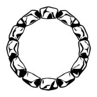 A minimalist, circular composed of black and white stylized, irregularly shaped stonelike segments arranged in a seamless ring, isolated. vector