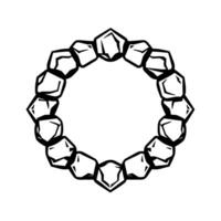 Monochromatic Geometric Stone Ring A Stylized Black and White Circular Frame of Polygonal Rock Elements. vector