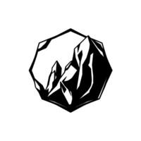 Geometric mountain range illustration inside a broken, polygonal frame. Bold, black and white , representing natures challenge. vector