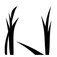 Silhouette of Reeds Against White Background Minimalist Black and White Composition, Abstract Nature Art. vector