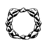 A Ring Composed of Interlocked, Stylized Rocks in Bold Black and White, Suggesting Strength. vector
