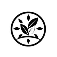 Minimalist Black and White Circle Featuring a Leafy , Inspired by Nature and Botanical Elements, Centered on a White Background. vector