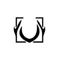 Abstract Black and White a Minimalist of a Crescent within a Square Frame, with Stylized Flames. vector