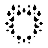 Circular Abstract Composition of Black Water Droplets and Crescent Shapes on a White Background, Minimalist . vector