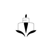 Minimalist black and white featuring a stylized candle with a flame, geometric shapes, and elegant floral elements. vector