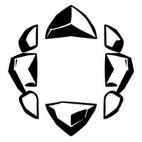 Abstract Geometric Ring Formed by Stylized, Angled Gemstones in Bold Black and White, Isolated on a Blank White Background. vector