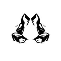 Abstract Black and White Illustration Depicting Two Symmetrical Figures in a Contemplative, Possibly Mystical, Pose on a White Background. vector
