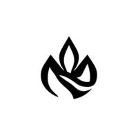 Minimalist Black and White of Abstract Leaves or Flames, Simple on a White Background. vector