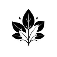 Stylized Black and White Leaf Arrangement with Symmetrical Composition, Artistic Leafy Illustration on White Background. vector