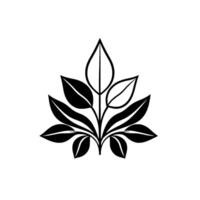 Abstract Black White Leafy Emblem with Variations in Shape and Density, Suitable for Botanical or Decorative . vector