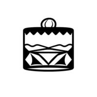 Black and White Geometric Decorated Ornament Featuring Detailed Wave, Triangle, and Sawtooth Elements with a Loop vector