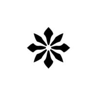 Symmetrical Black Floral on a White Background, Isolated and Simple. vector