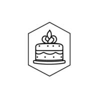 Minimalist Black and White Cake in Hexagonal Frame, for Logos, Celebrations, Birthdays, and Designs. vector
