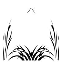 Elegant Black and White Abstract Composition with Graceful Curved Lines Resembling Foliage, Offering a Modern and Minimalist Aesthetic. vector