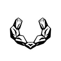 Stylized Bicep Black and white illustration of two flexed arms forming a shape, representing strength and fitness. vector