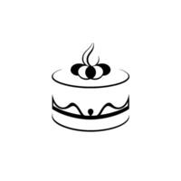 Minimalist Black and White Cake Illustration A Round Layered Cake with Decorative Elements, Isolated on White, Symbolizing Celebration. vector