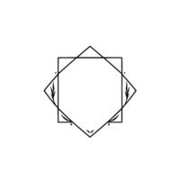 Minimalist Geometric Featuring Interlocking Squares and Diamond, Delicate Leaf Embellishments, on White. vector