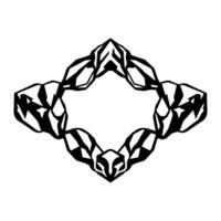 Geometric DiamondShaped Ornament A Symmetrical Black and White with Faceted Angular Elements, Creating a Decorative Border or Frame. vector