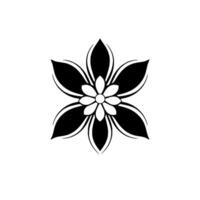 Bold Black and White Geometric Floral A Symmetrical, Minimalist of a SixPetaled Flower. vector