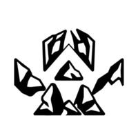 Abstract Black and White Mountain Silhouette Composition on White, Geometric . vector