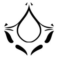 Symmetrical Black Ink Geometric with Central Drop Shape on White Background. Abstract Ornament, Minimalist Artwork. vector