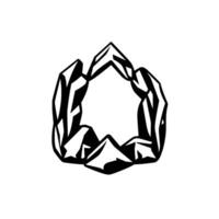 Geometric Crystal Formation Ring, Bold Black and White , Abstract Polygonal Composition on a White Background. vector