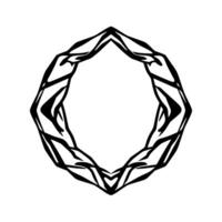Symmetrical Abstract Geometric Black Lines Forming an Oval Frame with Inner Shapes, on White Background vector