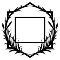 Black and White Geometric Frame with Foliage Border vector