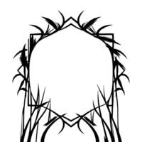 Abstract Black and White Botanical Frame with Geometric and Organic Elements vector